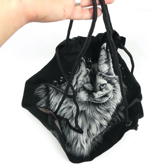 Wolf Print Black Canvas Tote - Picture 6 of 6